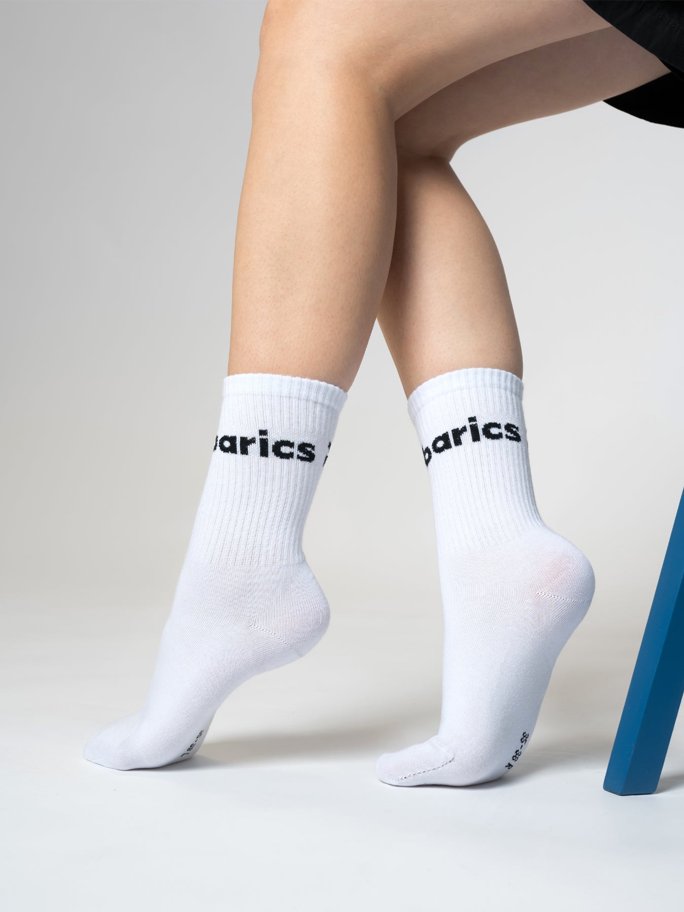 Barebarics - Barfußsocken - Crew - Weiß - Großes Logo - 3er-Pack