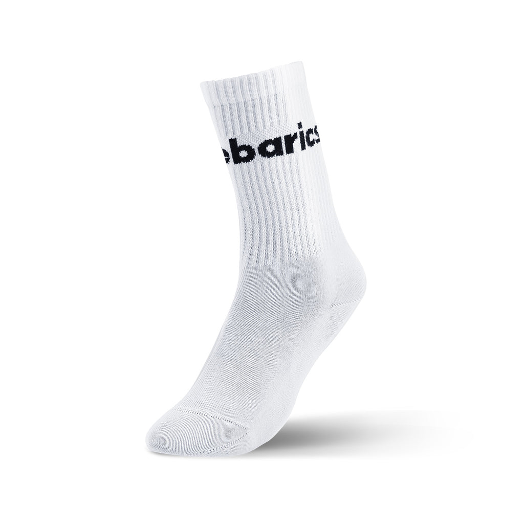 Barebarics - Barfußsocken - Crew - Weiß - Großes Logo - 3er-Pack