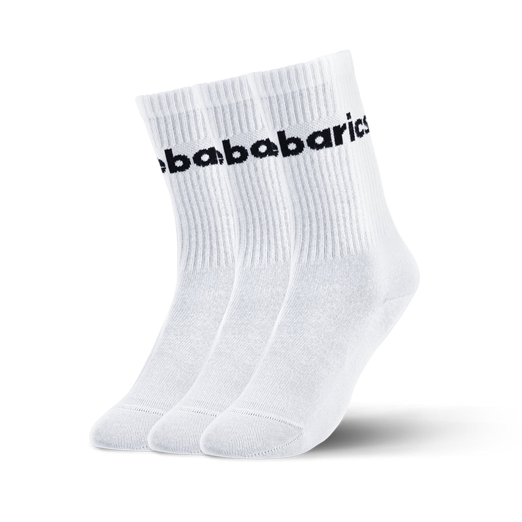 Barebarics - Barfußsocken - Crew - Weiß - Großes Logo - 3er-Pack
