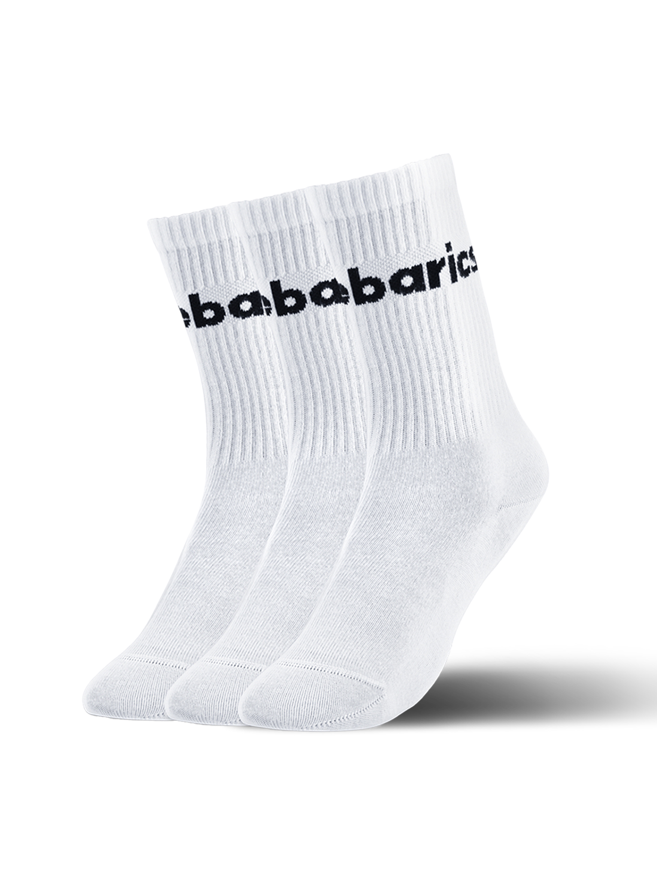Barebarics - Barfußsocken - Crew - Weiß - Großes Logo - 3er-Pack