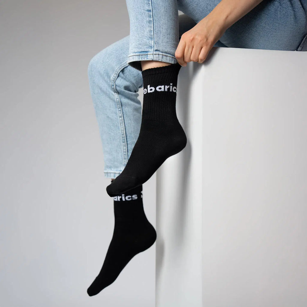 Barebarics - Barefoot Socks - Crew - Black - Big logo - 3 pack - BarefootHub - UK Barefoot Shoes