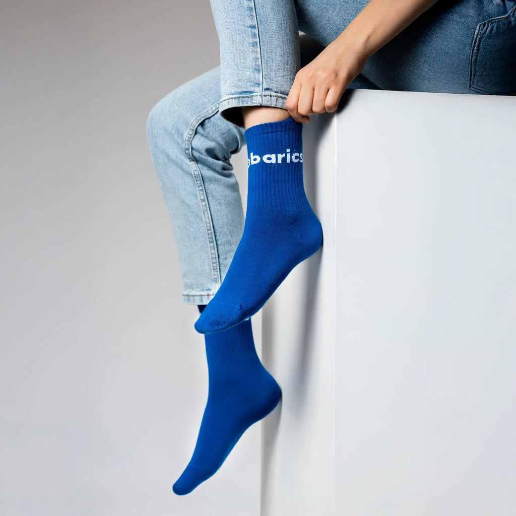 Barebarics - Barefoot Socks - Crew - Blue - Big logo - 3 pack - BarefootHub - UK Barefoot Shoes