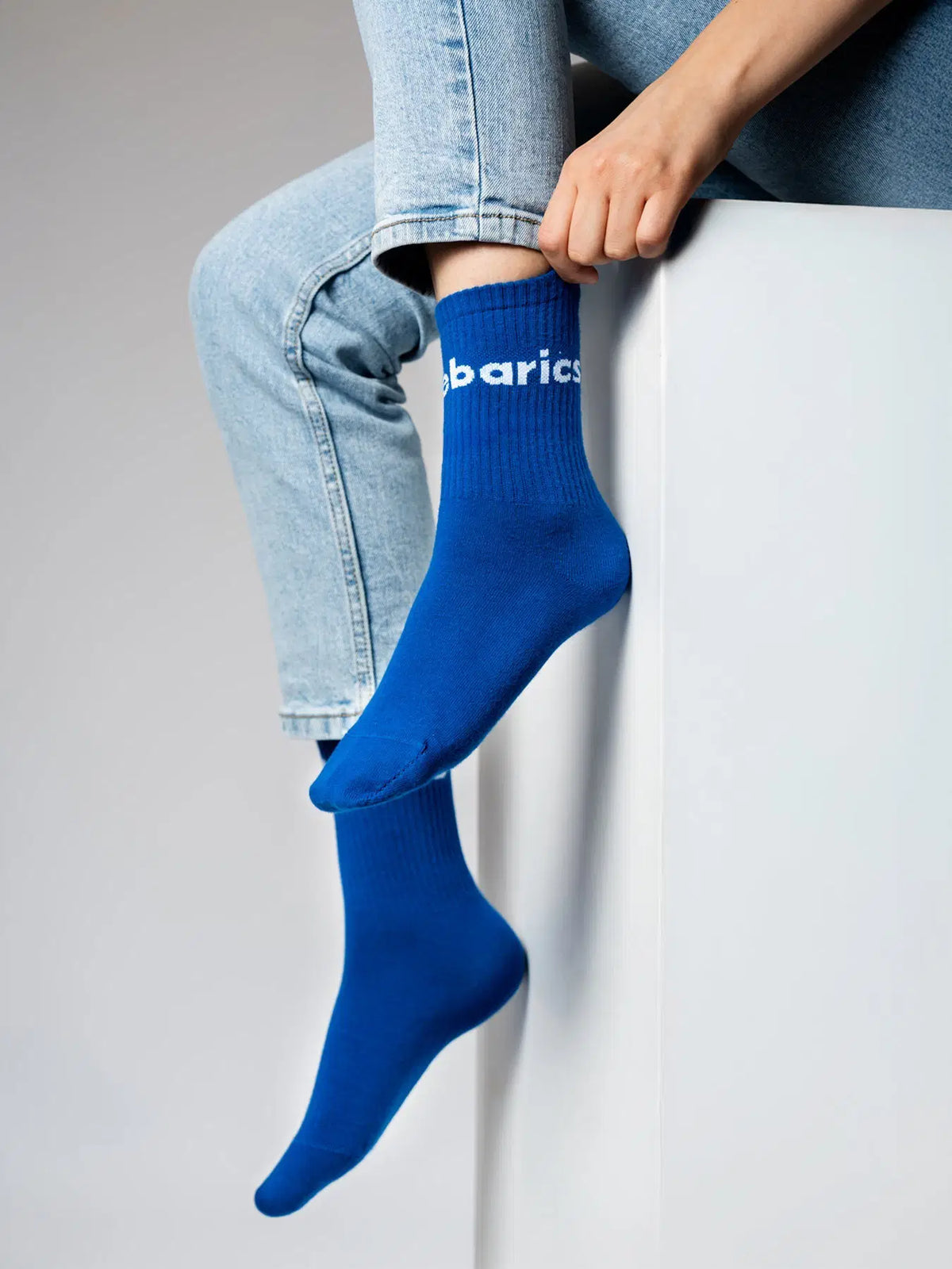 Barebarics - Barefoot Socks - Crew - Blue - Big logo - 3 pack - BarefootHub - UK Barefoot Shoes
