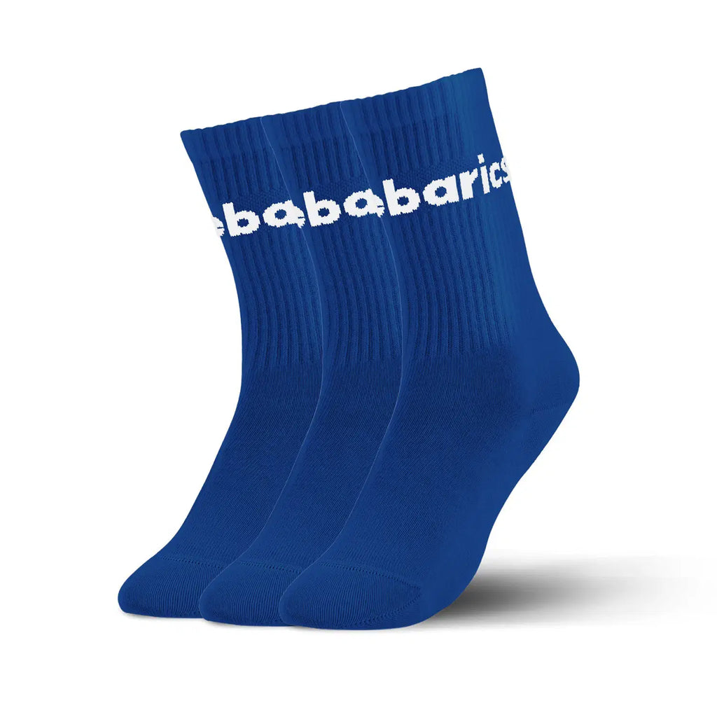 Barebarics - Barefoot Socks - Crew - Blue - Big logo - 3 pack - BarefootHub - UK Barefoot Shoes