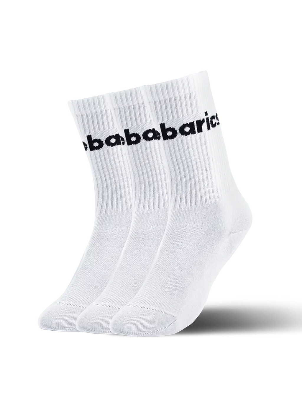 Barebarics - Barefoot Socks - Crew - White - Big logo - 3 pack - BarefootHub - UK Barefoot Shoes