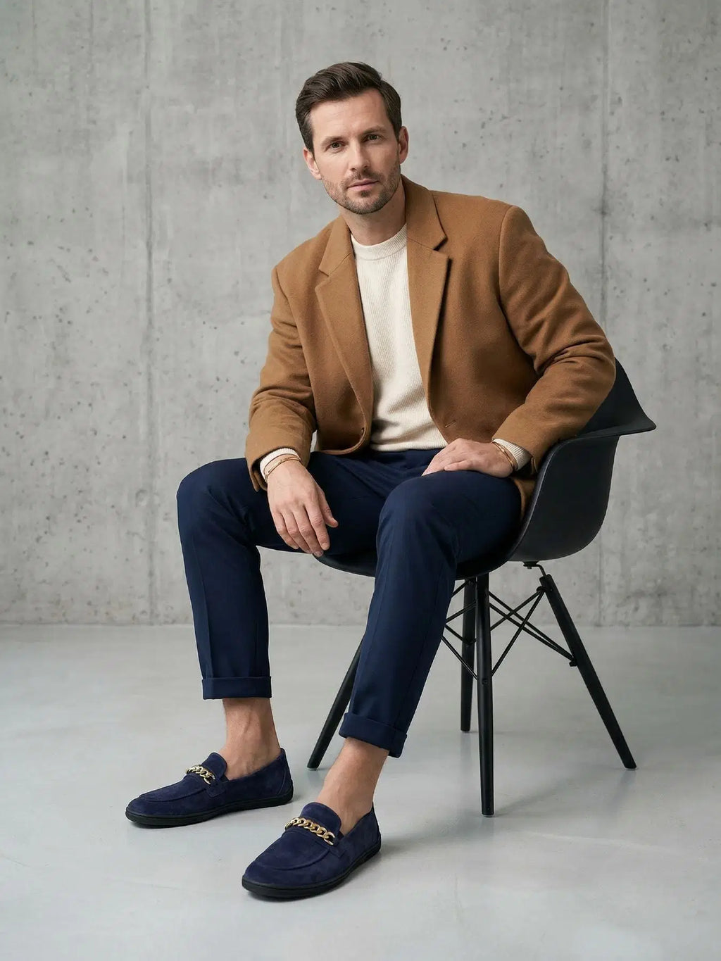 Barefoot Moccasins Be Lenka Prestage - Navy & Gold
