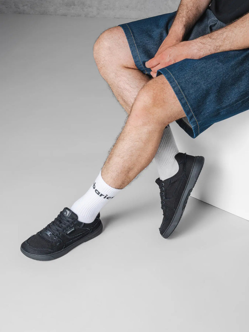 Barefoot Sneakers Barebarics Zing Denim - All Black - BarefootHub - UK Barefoot Shoes