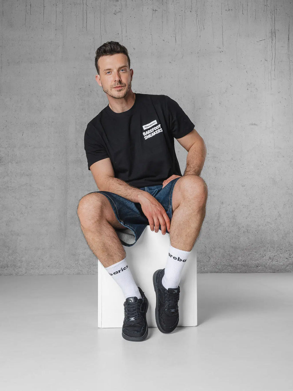 Barefoot Sneakers Barebarics Zing Denim - All Black - BarefootHub - UK Barefoot Shoes