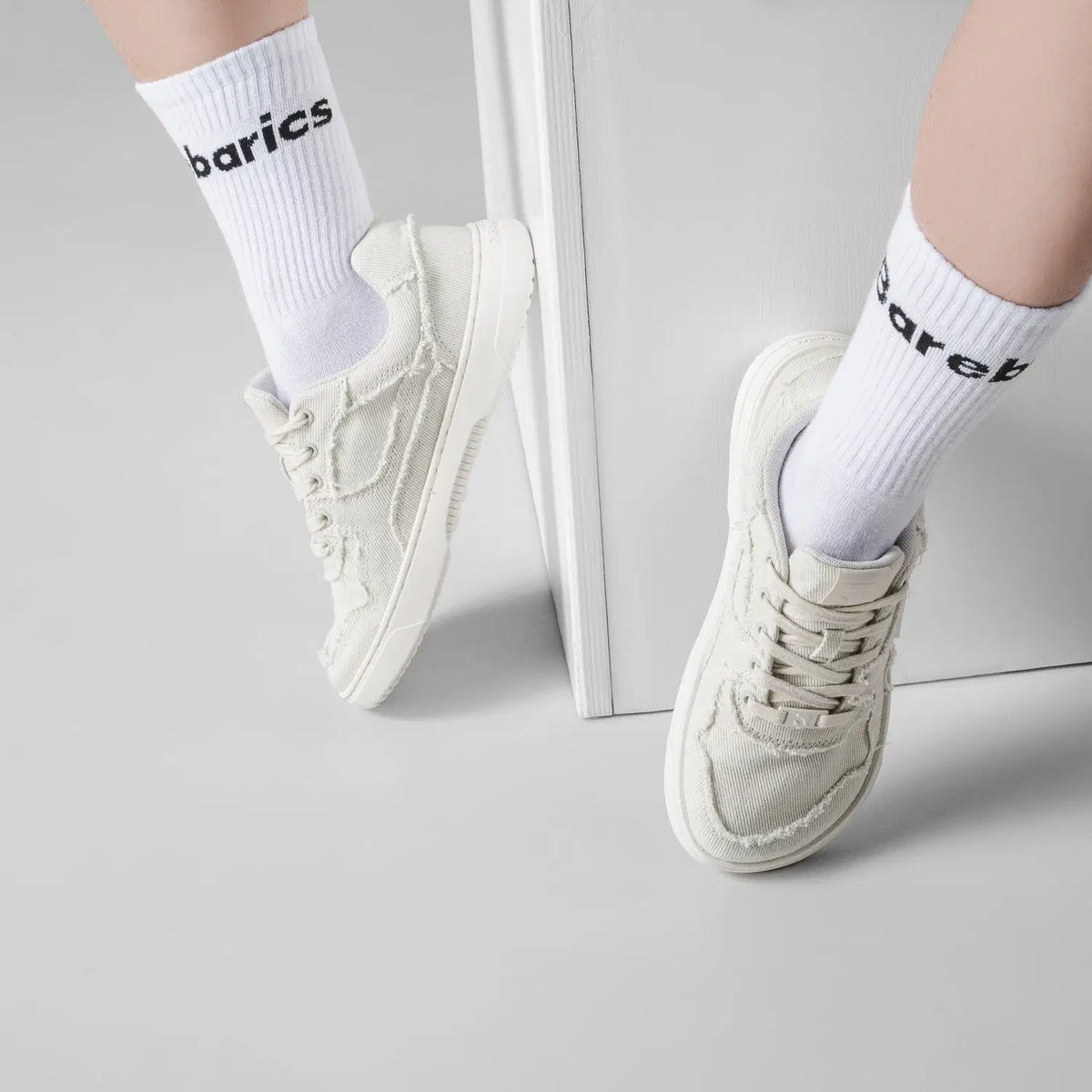 Barefoot Sneakers Barebarics Zing Denim - Cream White - BarefootHub - UK Barefoot Shoes