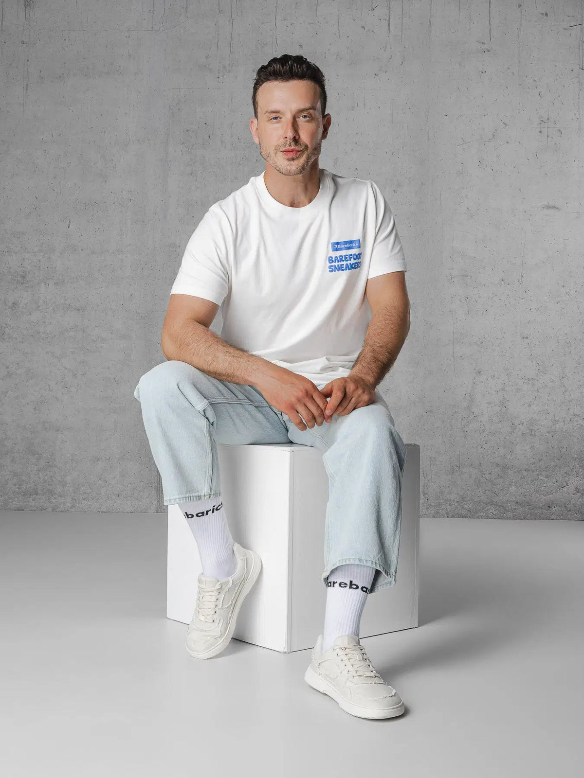 Barefoot Sneakers Barebarics Zing Denim - Cream White - BarefootHub - UK Barefoot Shoes