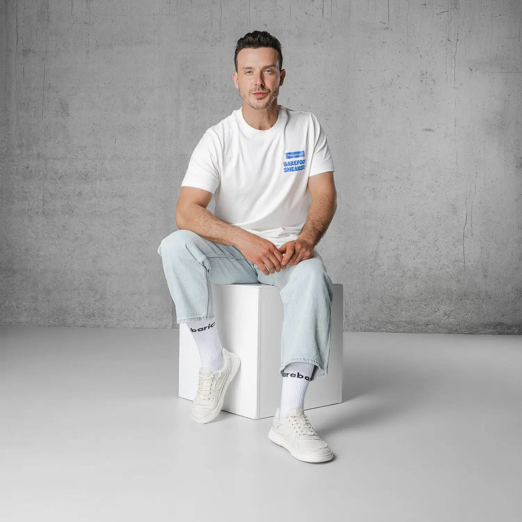 Barefoot Sneakers Barebarics Zing Denim - Cream White - BarefootHub - UK Barefoot Shoes
