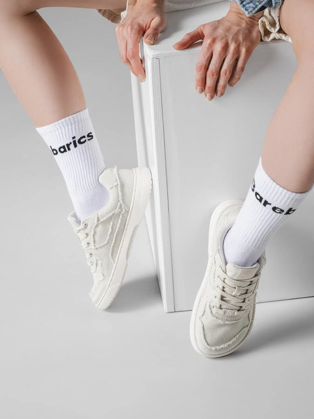 Barefoot Sneakers Barebarics Zing Denim - Cream White - BarefootHub - UK Barefoot Shoes