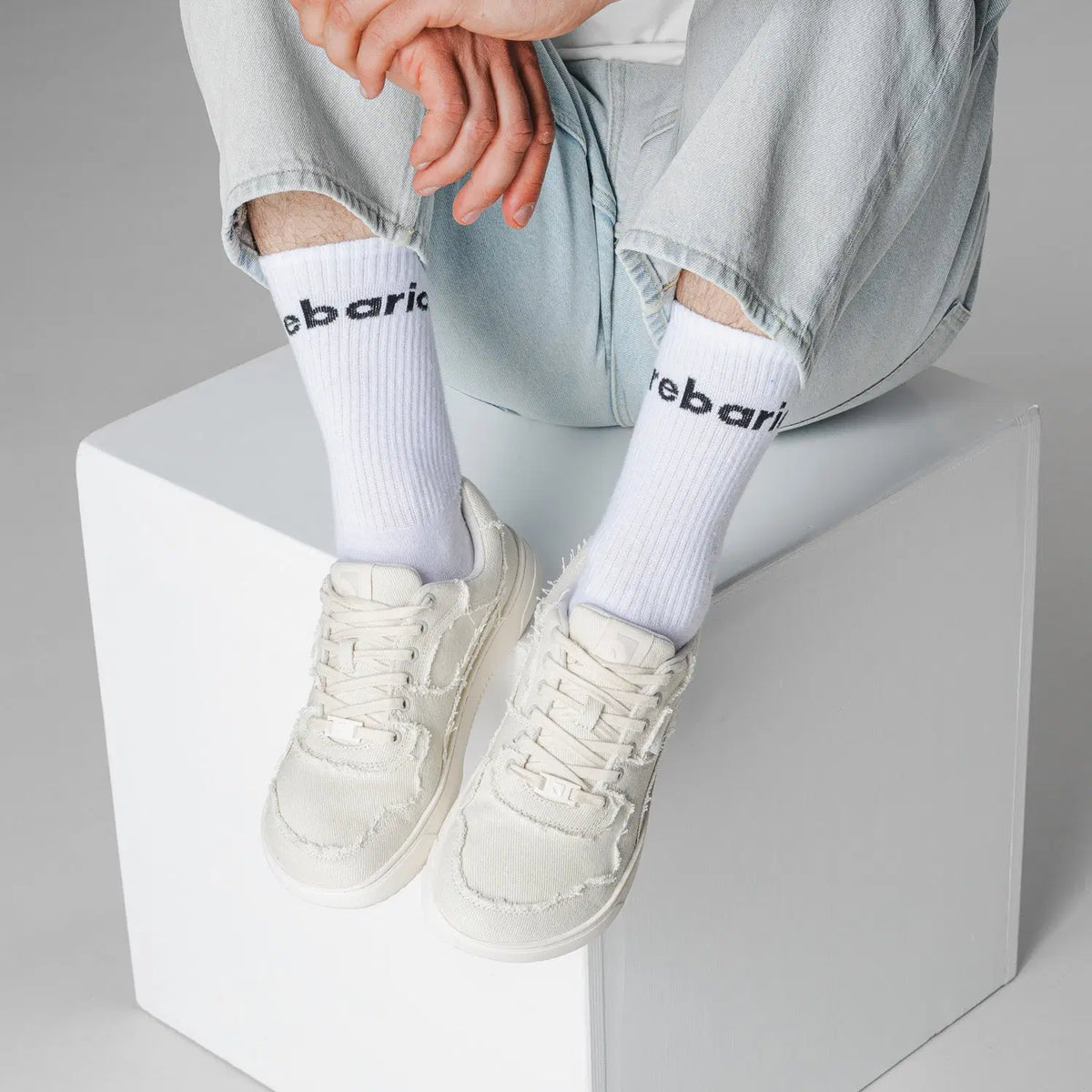Barefoot Sneakers Barebarics Zing Denim - Cream White - BarefootHub - UK Barefoot Shoes