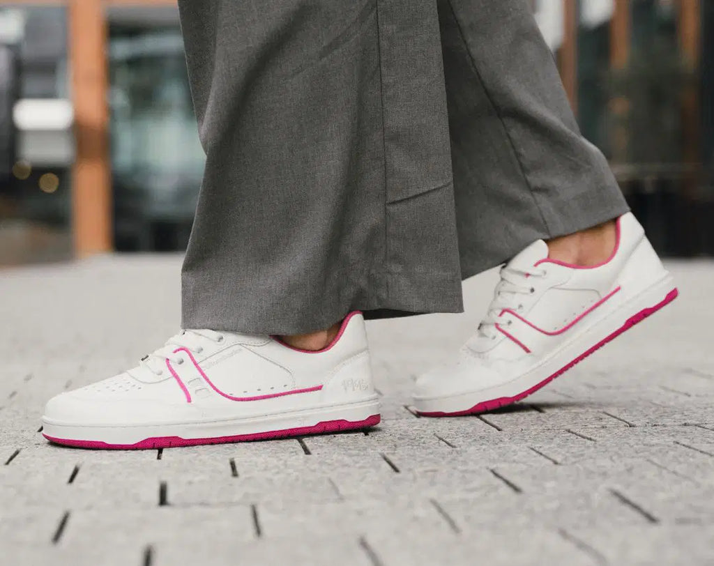 Barfuß-Sneaker Barebarics Arise - Weiß & Himbeerrosa