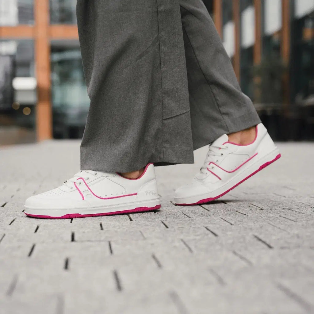 Barfuß-Sneaker Barebarics Arise - Weiß & Himbeerrosa