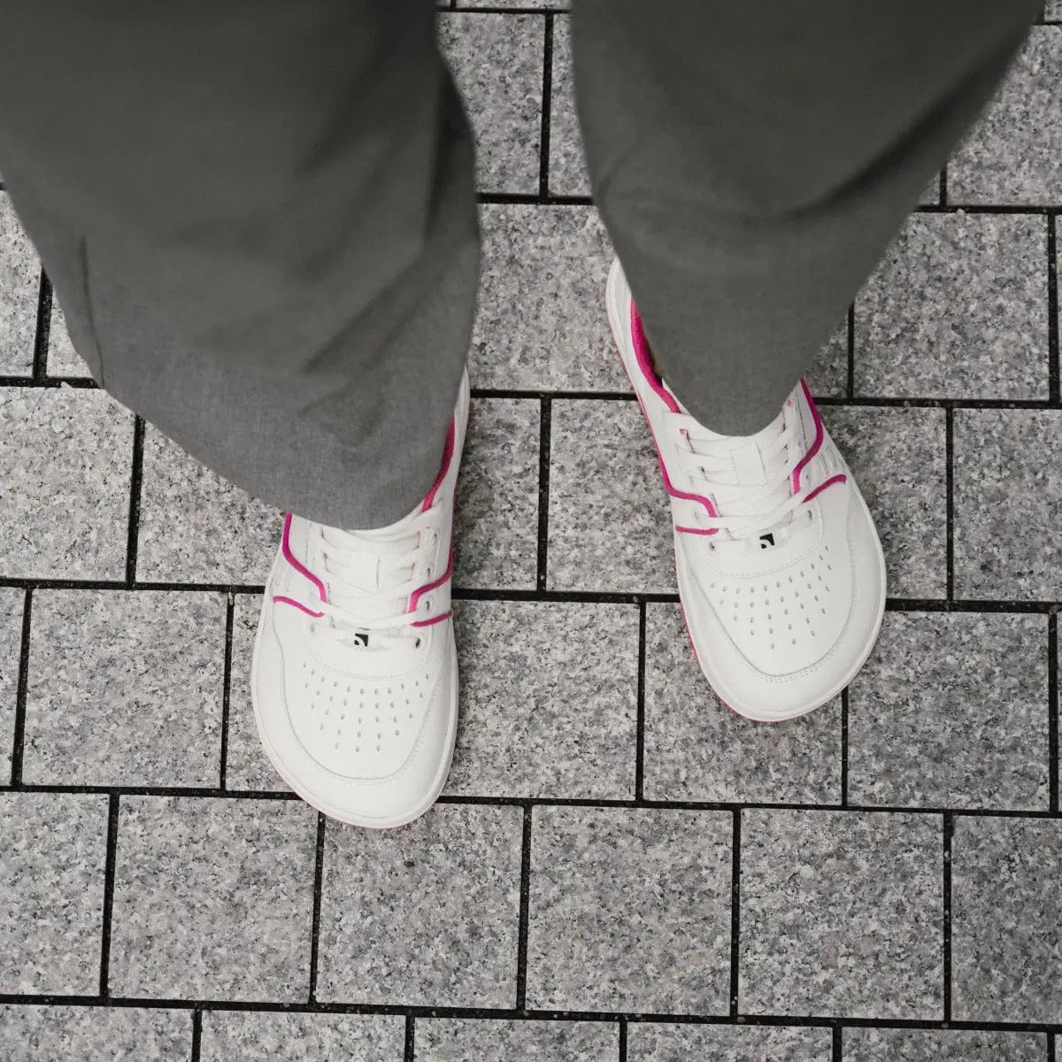 Barfuß-Sneaker Barebarics Arise - Weiß & Himbeerrosa