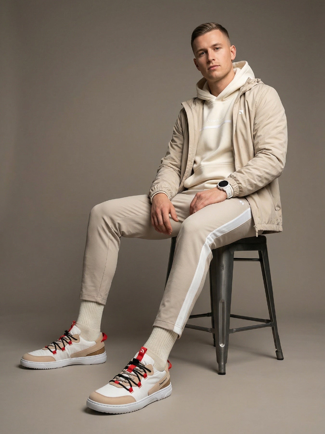 Barfuß-Sneaker Barebarics Revive – Beige & Weiß