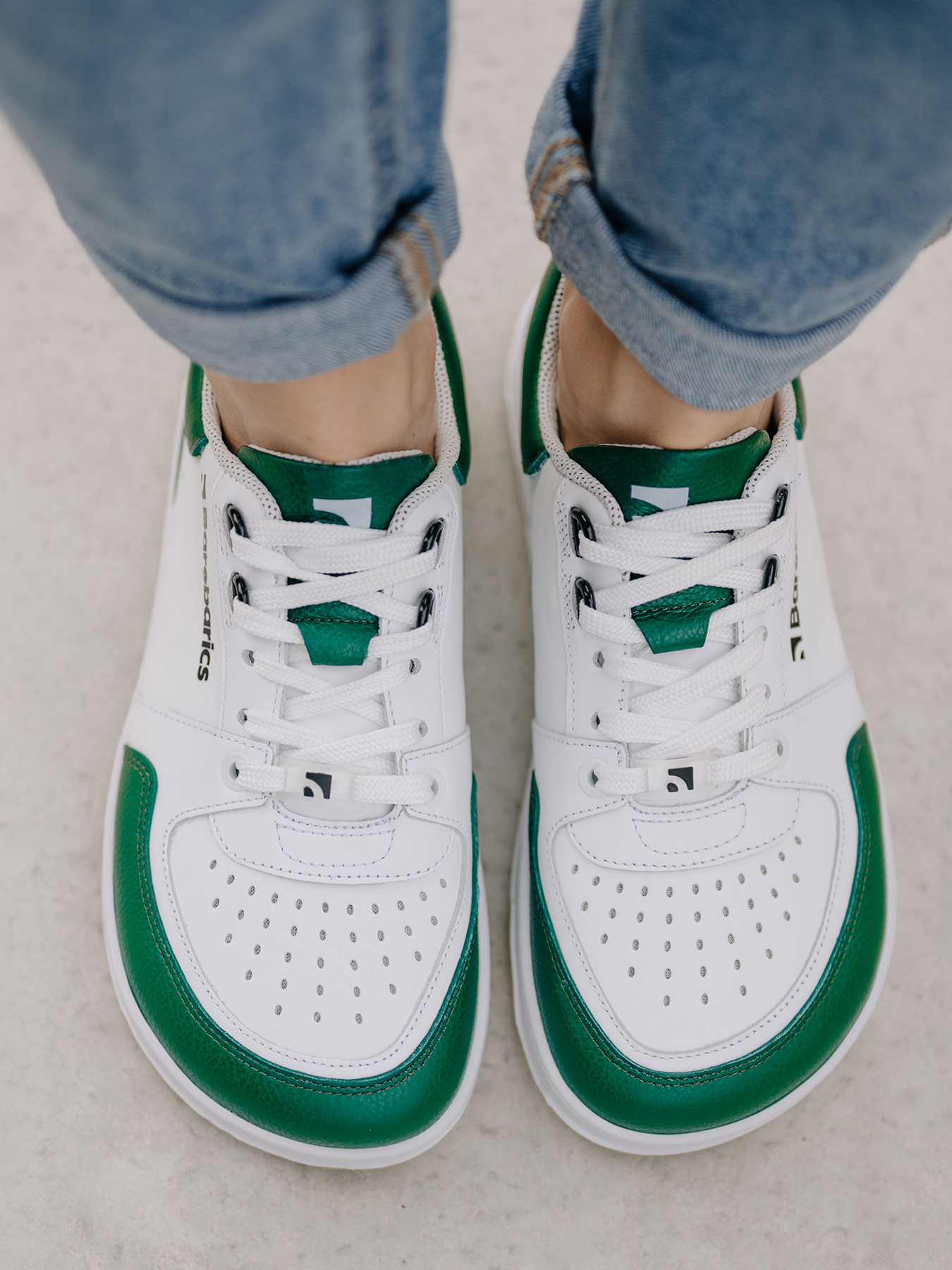 Barfuß Sneaker Barebarics Wave - Weiß & Dunkelgrün