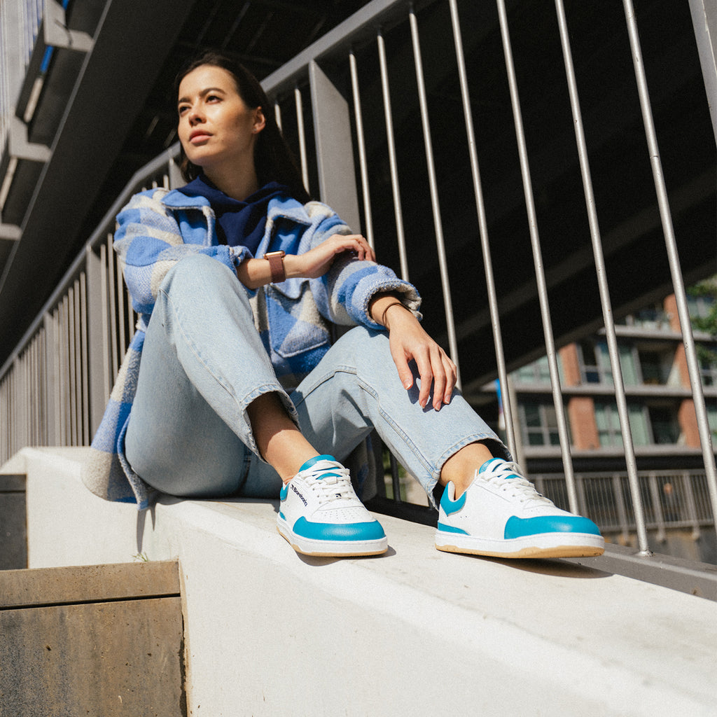 Barfuß-Sneaker Barebarics Wave - Weiß & Dunkeltürkis