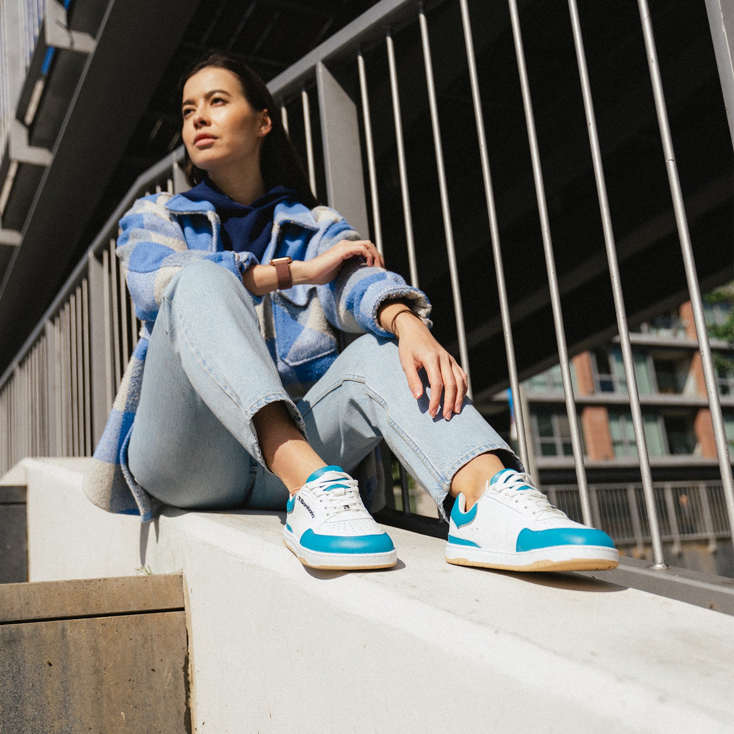 Barfuß-Sneaker Barebarics Wave - Weiß & Dunkeltürkis