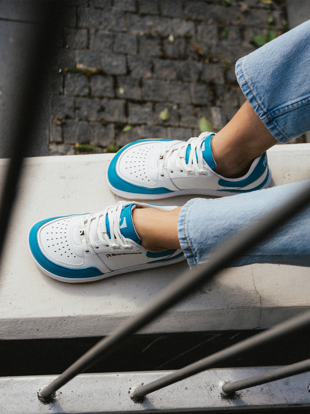 Barfuß-Sneaker Barebarics Wave - Weiß & Dunkeltürkis