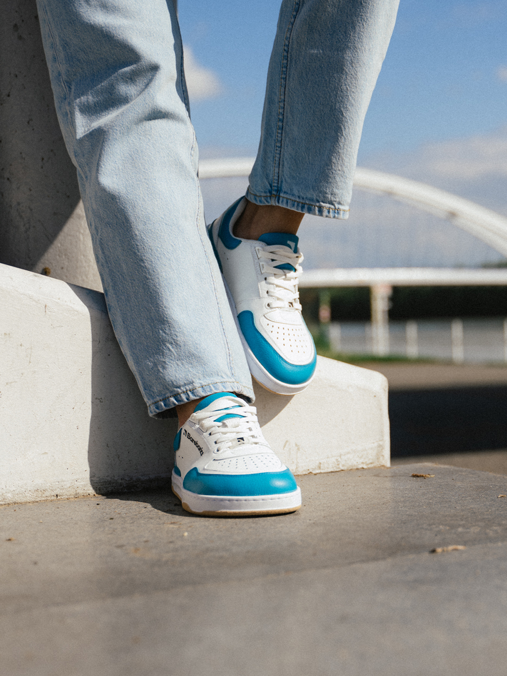 Barfuß-Sneaker Barebarics Wave - Weiß & Dunkeltürkis