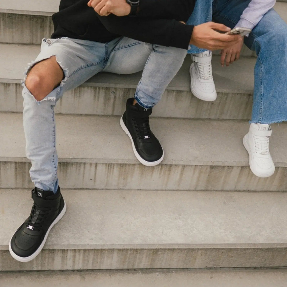 Barfuß Sneaker Barebarics Zing - High Top - Schwarz & Weiß