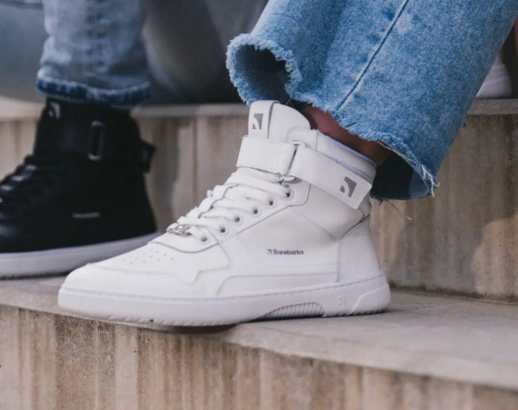 Barfuß Sneaker Barebarics Zing - High Top - All White - Leder