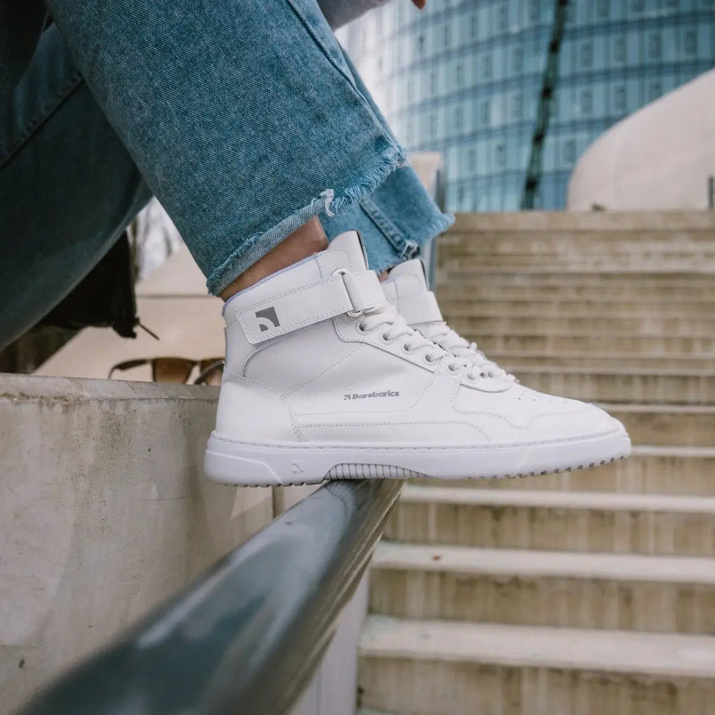 Barfuß Sneaker Barebarics Zing - High Top - All White - Leder