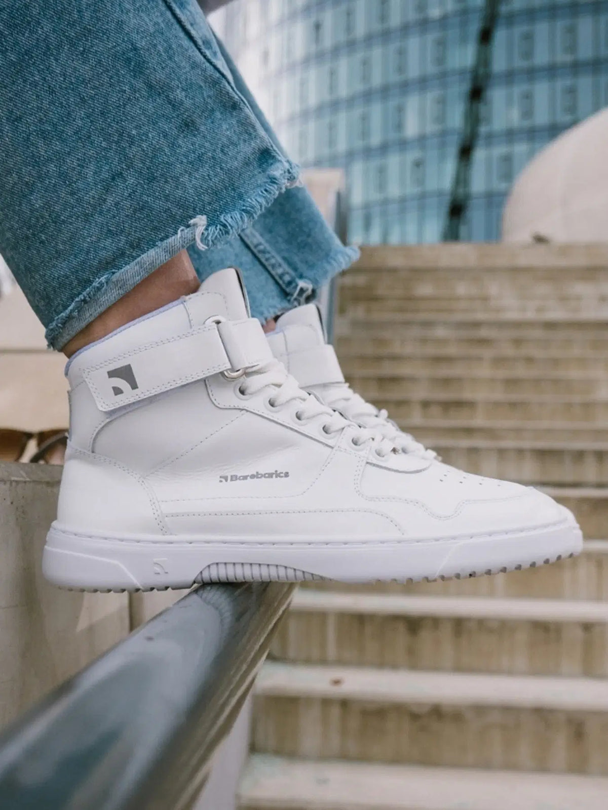 Barfuß Sneaker Barebarics Zing - High Top - All White - Leder