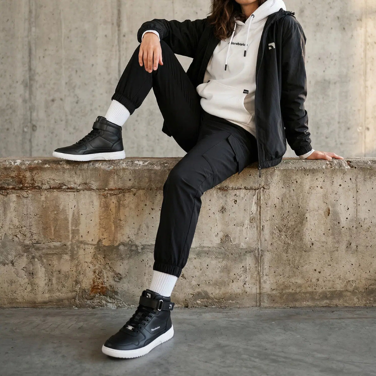 Barfuß Sneaker Barebarics Zing - High Top - Schwarz & Weiß
