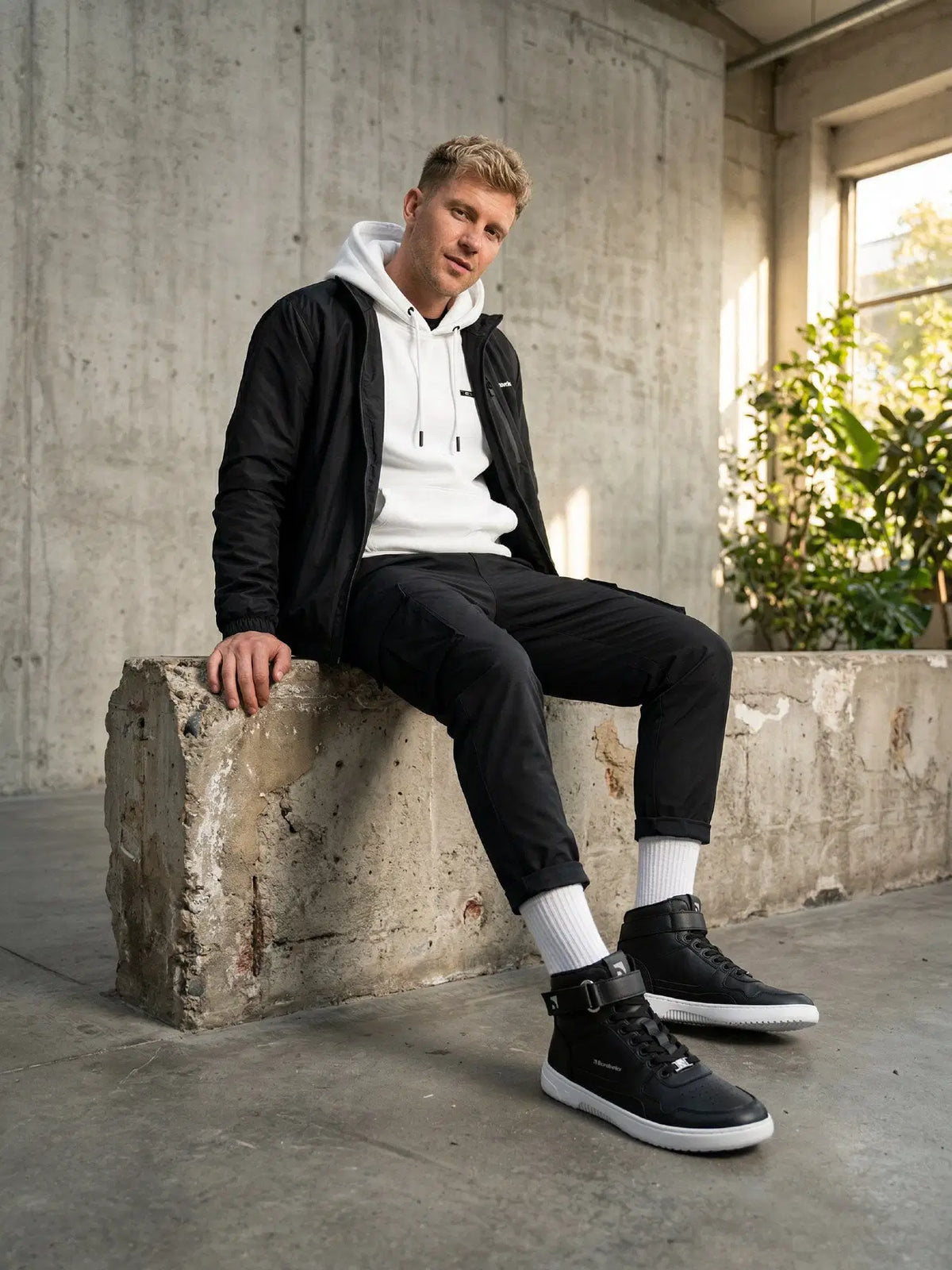 Barfuß Sneaker Barebarics Zing - High Top - Schwarz & Weiß