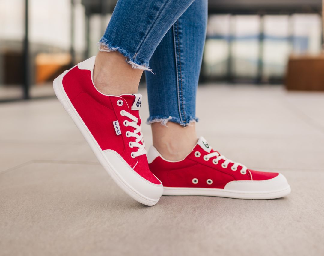 Barfuß Sneaker Be Lenka Rebound - Rot & Weiß