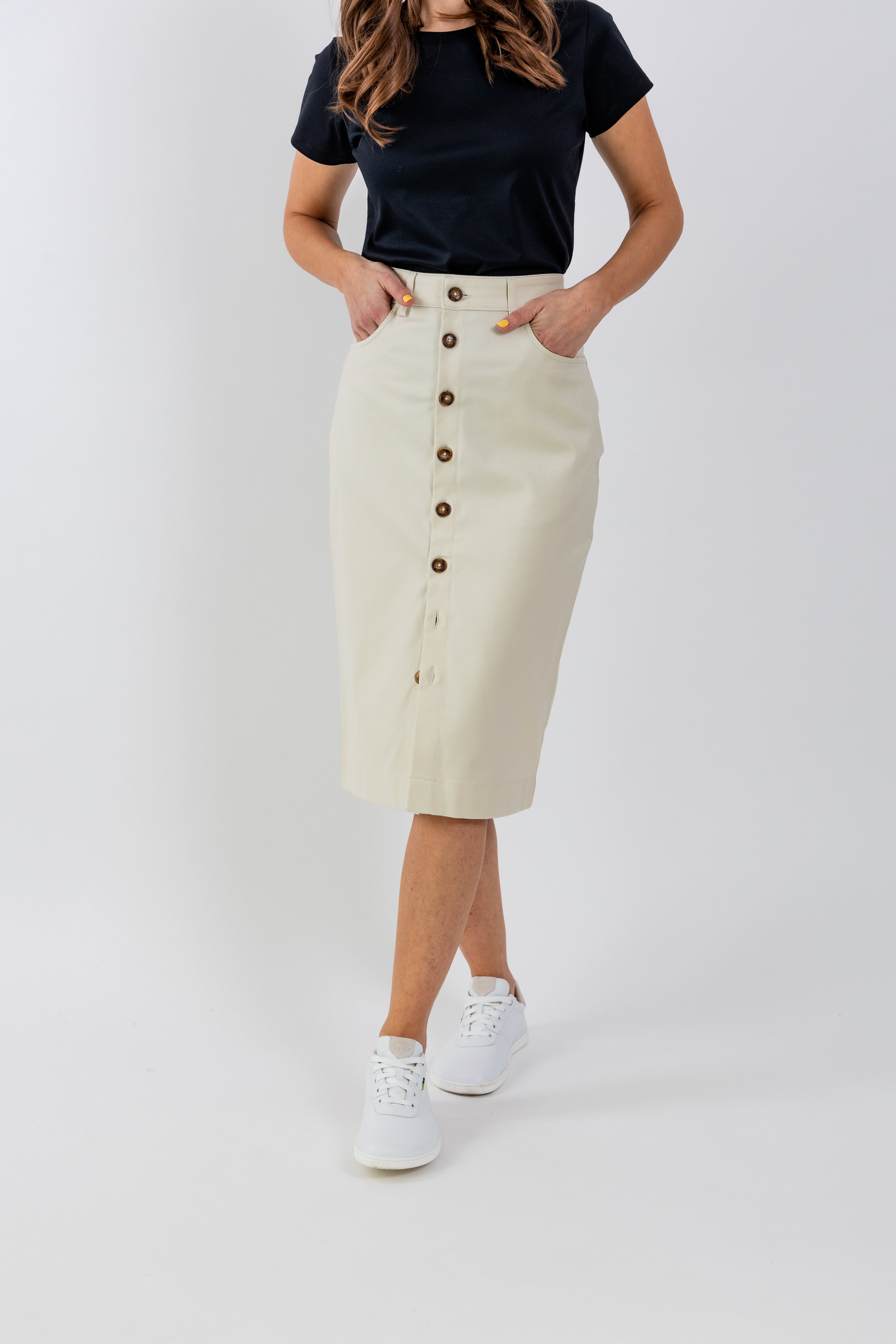 Damen Midirock Be Lenka Essentials - Creme