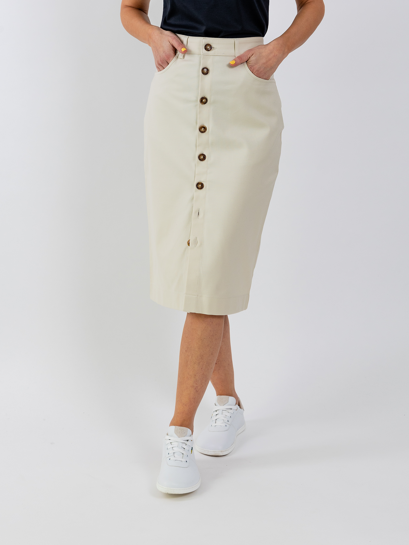 Damen Midirock Be Lenka Essentials - Creme