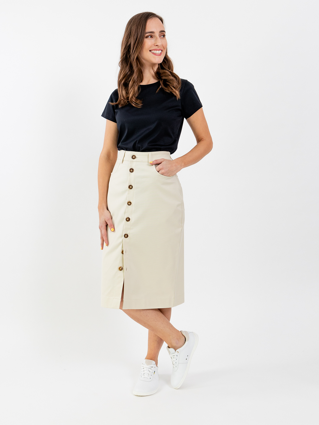 Damen Midirock Be Lenka Essentials - Creme