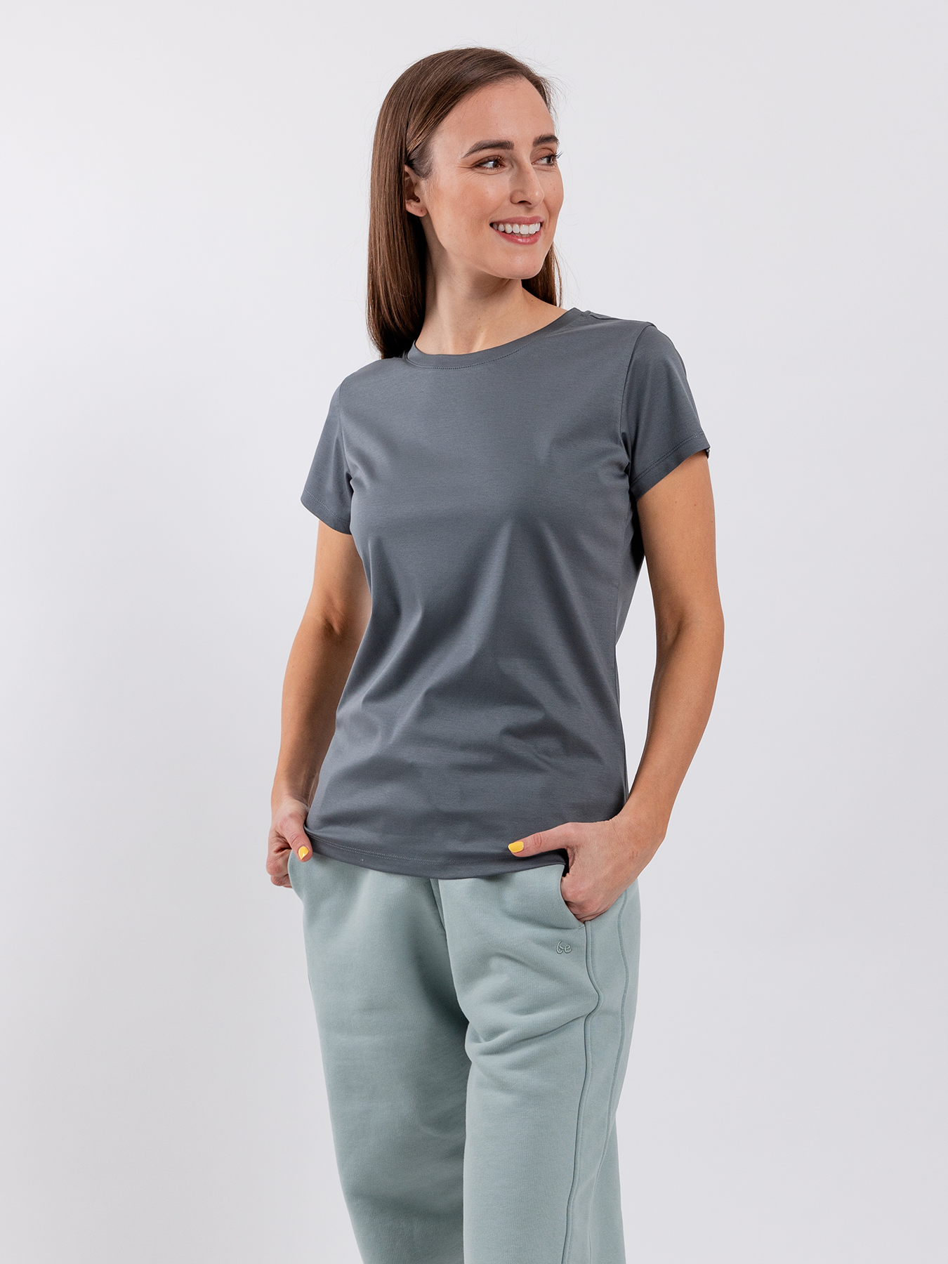 Damen Rundhals-T-Shirt Be Lenka Essentials - Grau