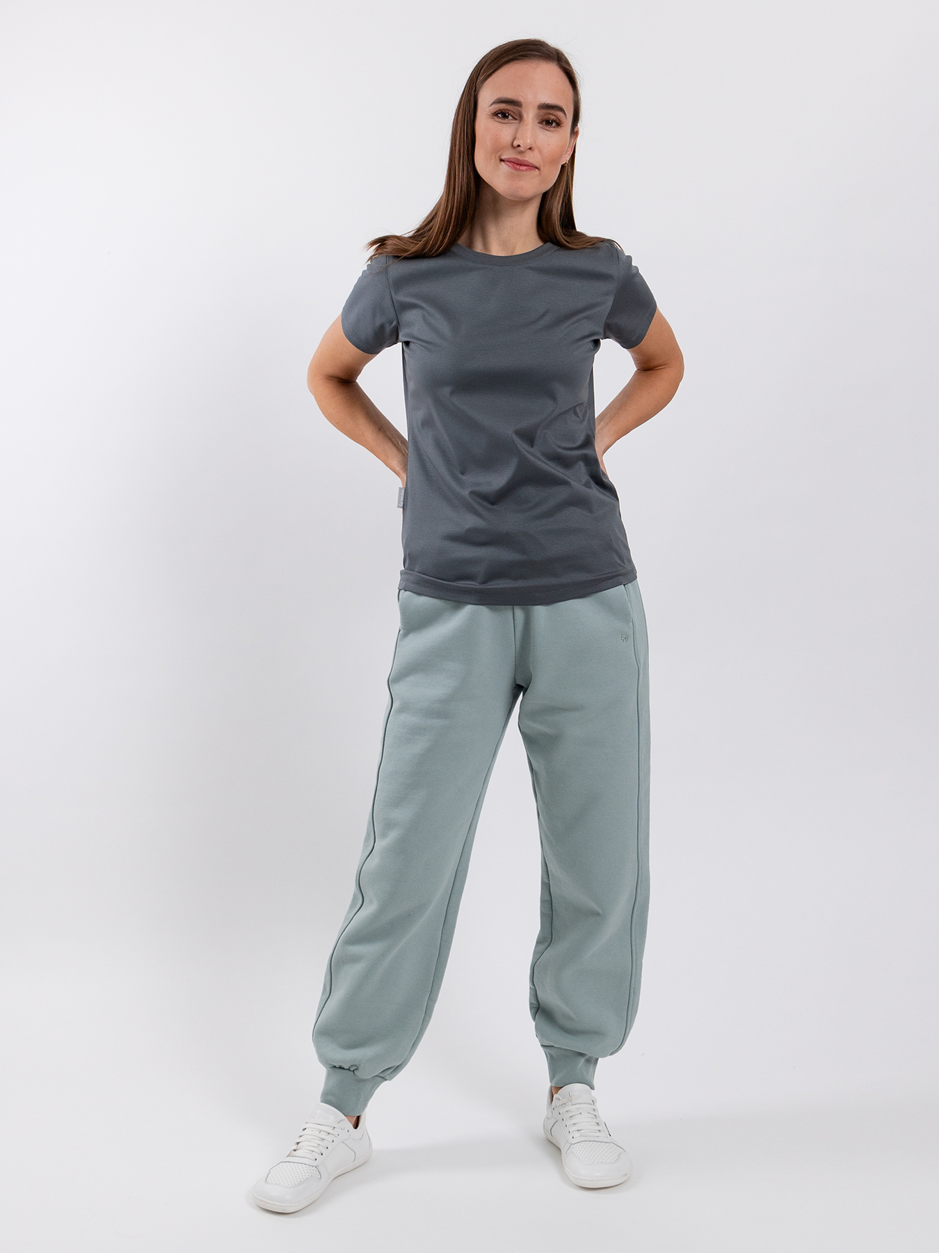 Damen Rundhals-T-Shirt Be Lenka Essentials - Grau