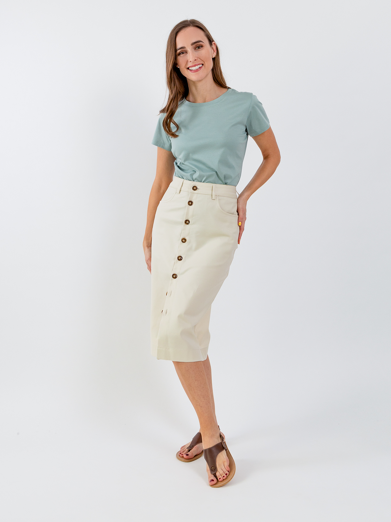 Damen T-Shirt Rundhals Be Lenka Essentials - Pistaziengrün