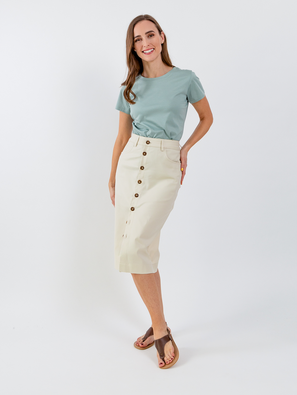 Damen T-Shirt Rundhals Be Lenka Essentials - Pistaziengrün