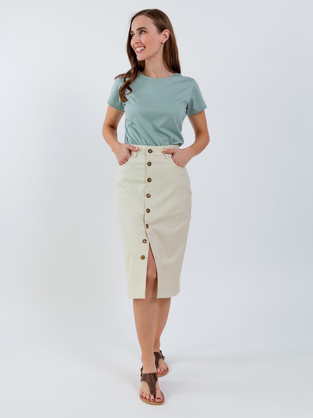 Damen T-Shirt Rundhals Be Lenka Essentials - Pistaziengrün