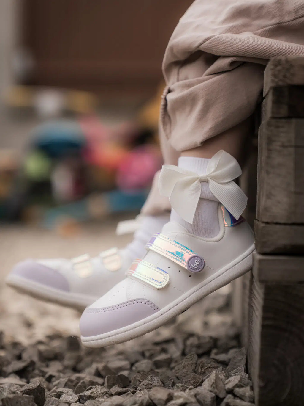 Kids barefoot sneakers Be Lenka Energise Kids - White & Iridescent