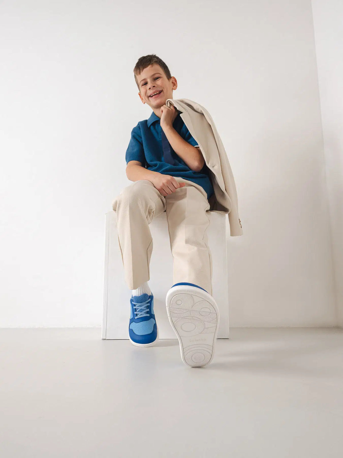 Kids barefoot sneakers Be Lenka Scoot Junior - Light & Royale Blue