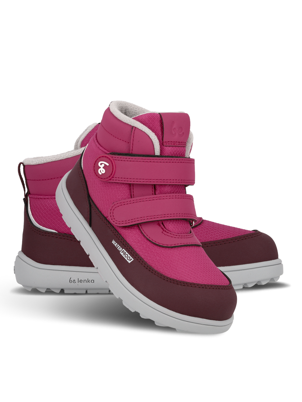 Kinder-Winter-Barfußschuhe Be Lenka Zippu Kids - Berry & Grey