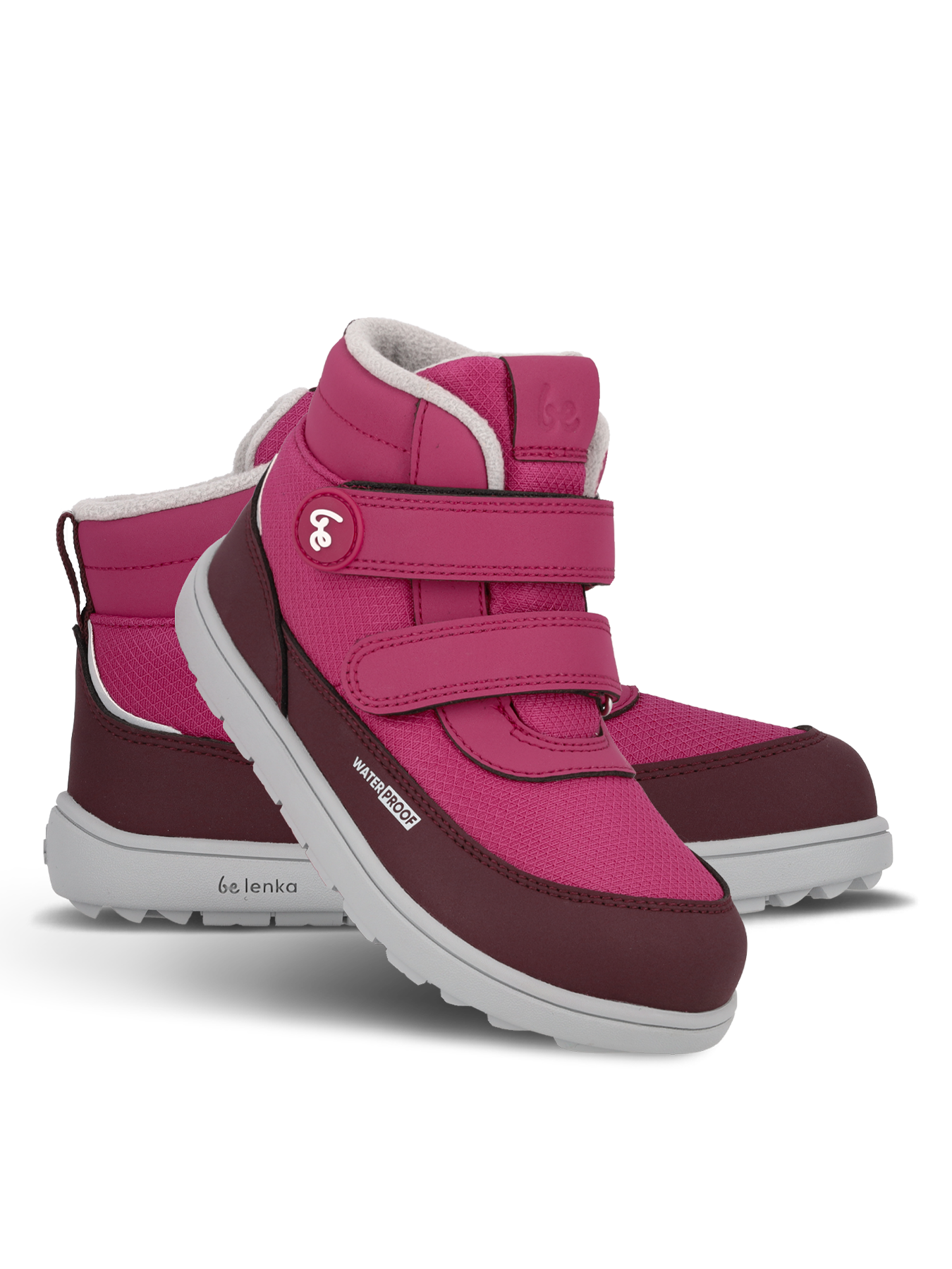 Kinder-Winter-Barfußschuhe Be Lenka Zippu Kids - Berry & Grey