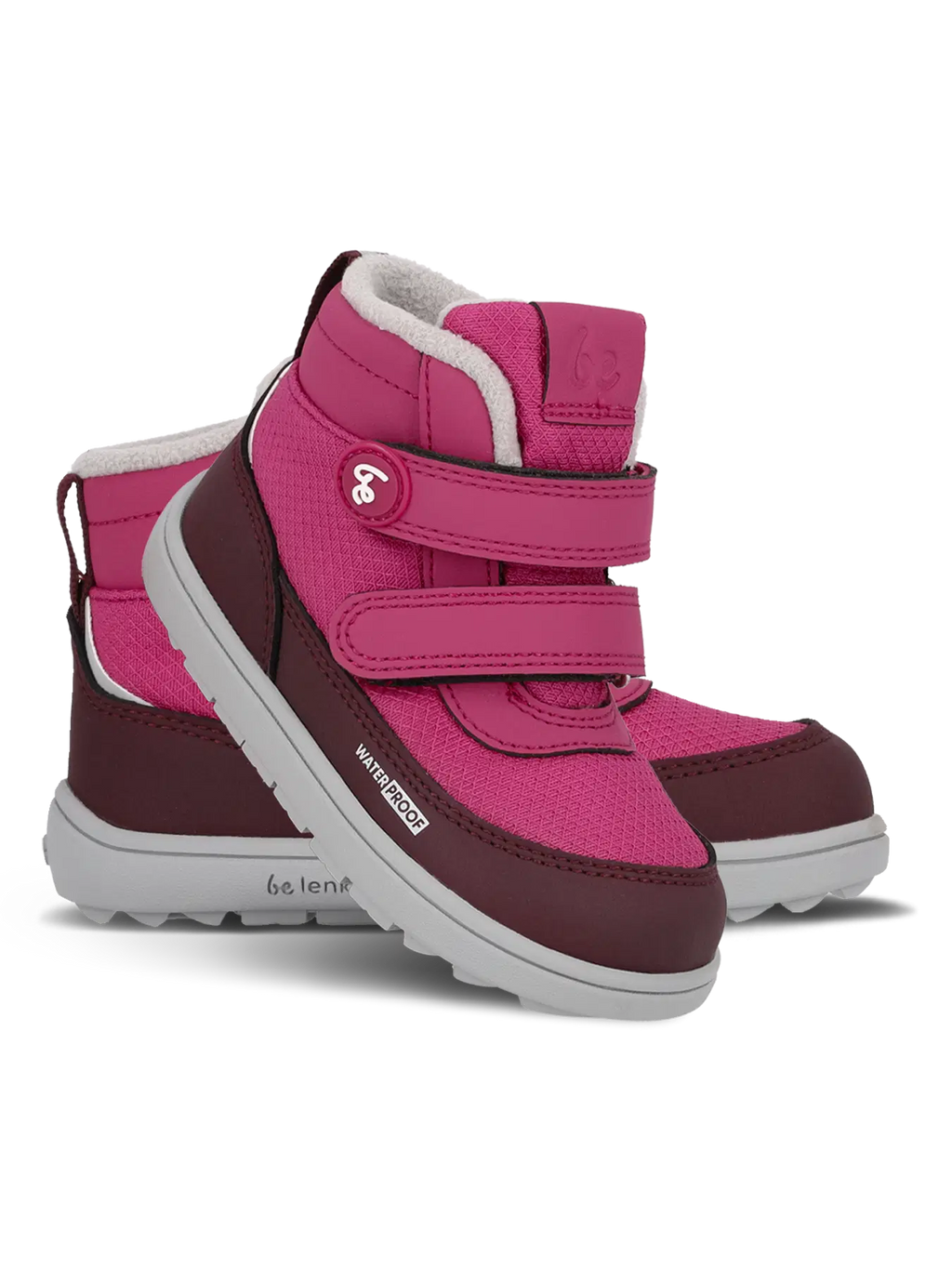Kids winter barefoot boots Be Lenka Zippu Preschool - Berry & Grey