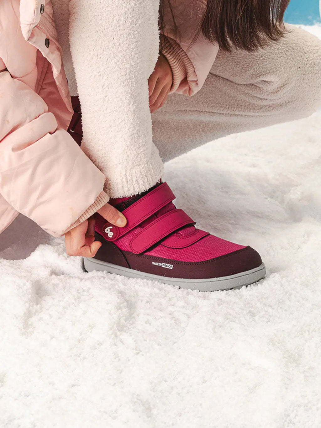 Kids winter barefoot boots Be Lenka Zippu Junior - Berry & Grey - BarefootHub - UK Barefoot Shoes