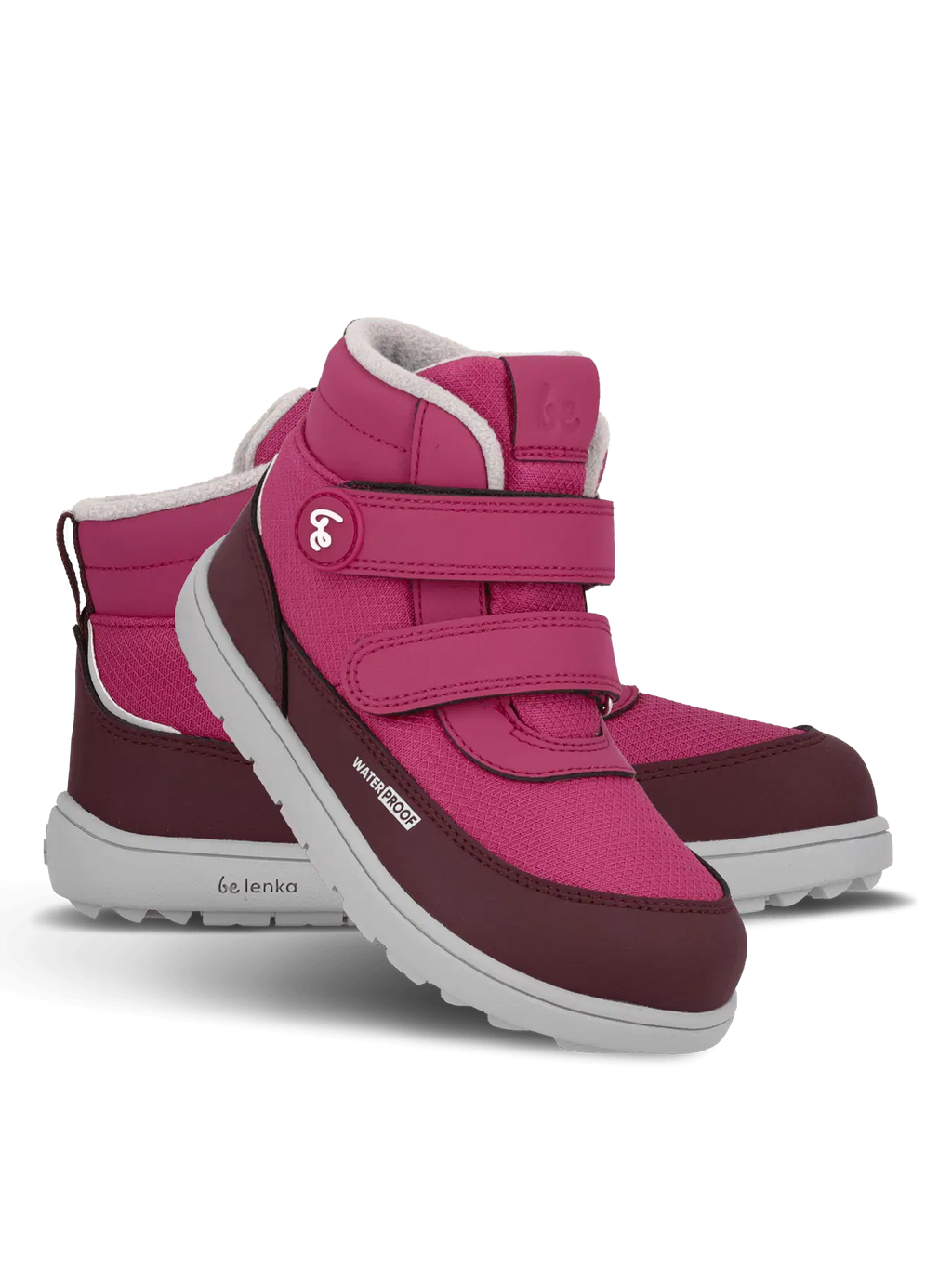 Kids winter barefoot boots Be Lenka Zippu Kids - Berry & Grey - BarefootHub - UK Barefoot Shoes