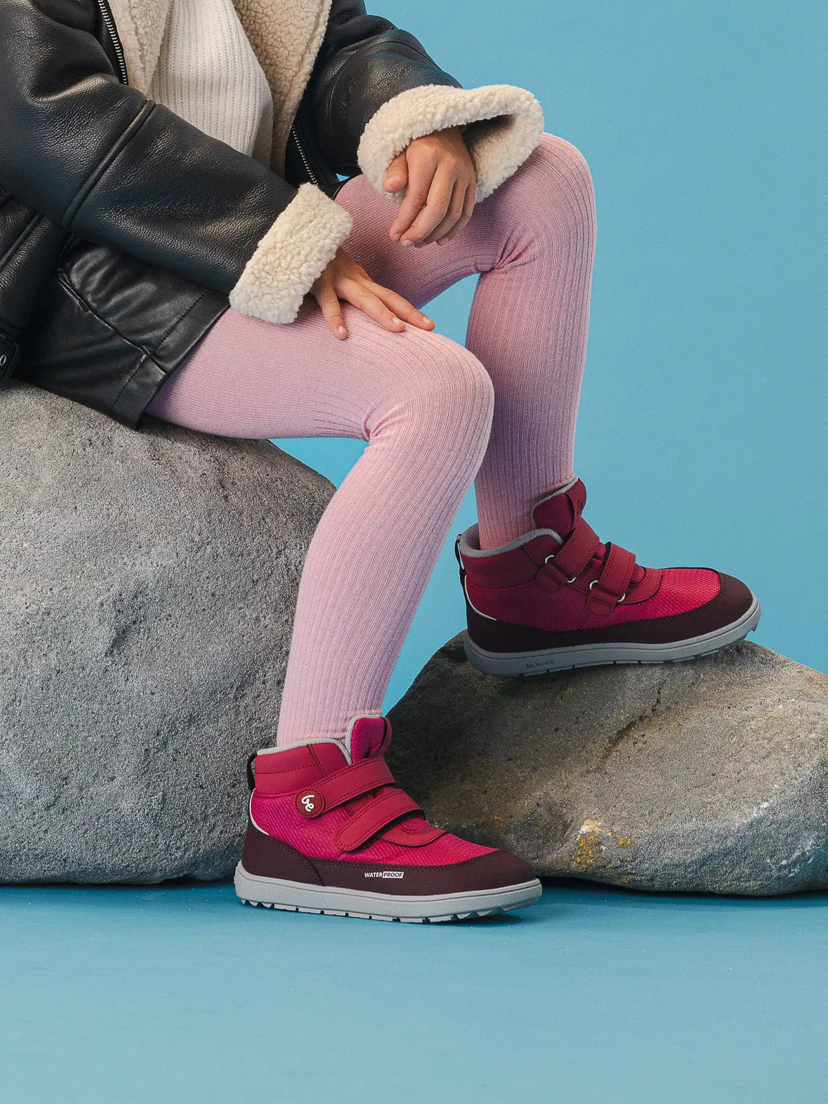 Kids winter barefoot boots Be Lenka Zippu Kids - Berry & Grey - BarefootHub - UK Barefoot Shoes