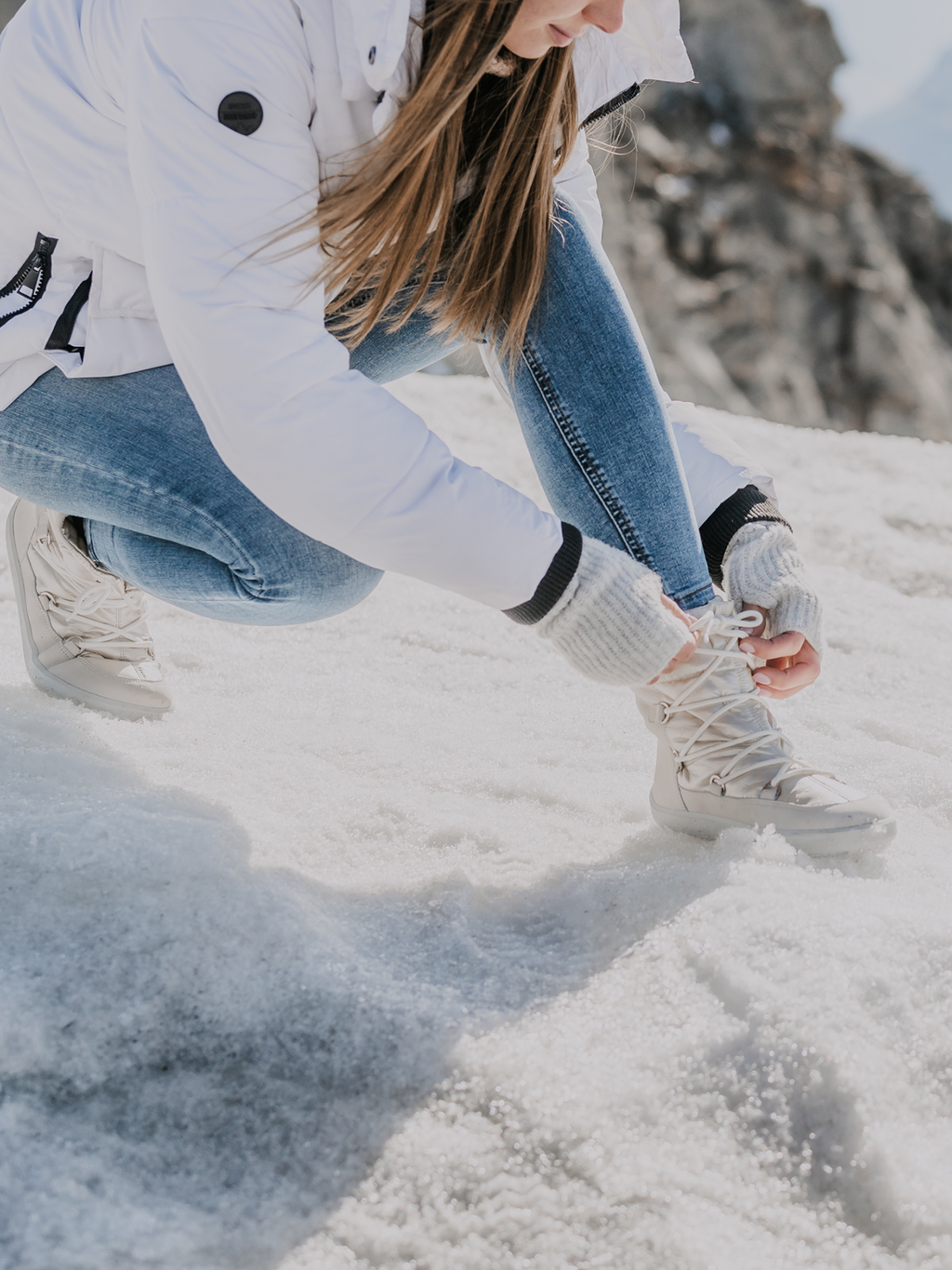 Winter Barfußschuhe Be Lenka Snowfox Damen - Pearl White